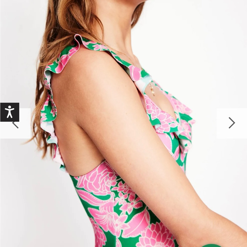 Boden Pink and Green Floral One Piece Swimsuit - Picture 3 of 7
